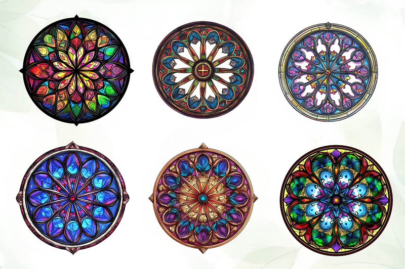 Gothic Rose Window Stained Glass Clipart Bundle - CraftNest - Digital Crafting and Art
