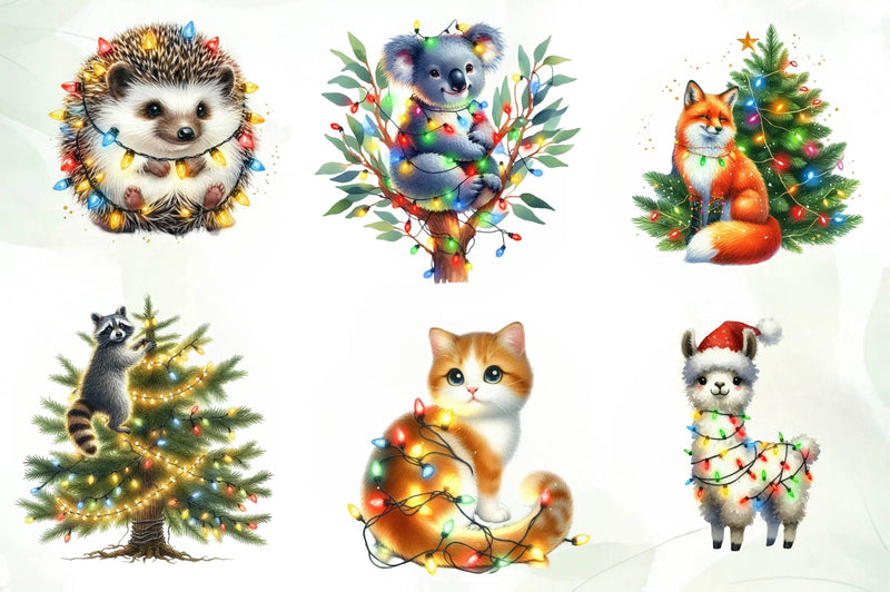 Christmas Light Animal Clipart Bundle - CraftNest - Digital Crafting and Art