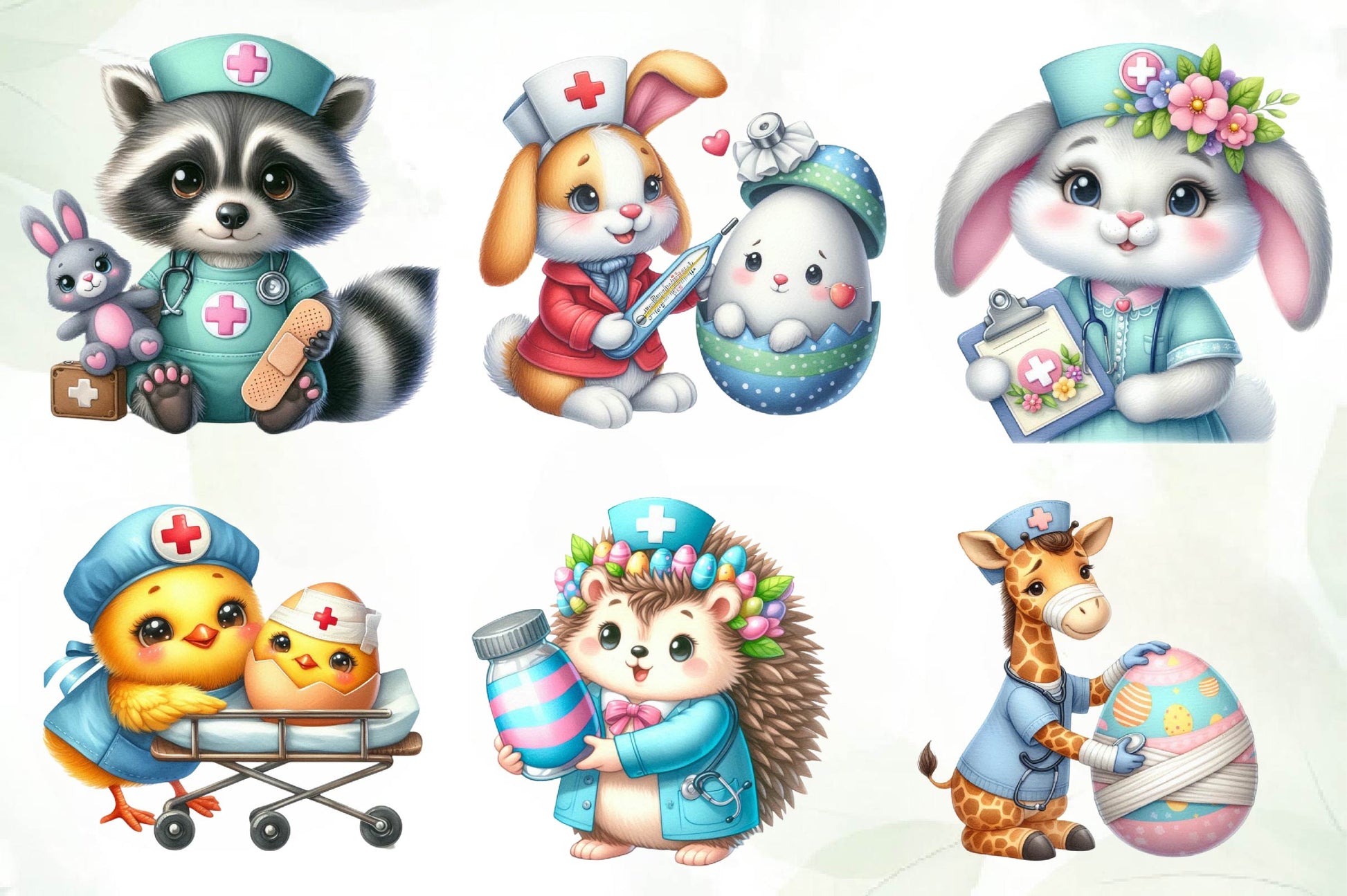 Cute Easter Nurse Animals Clipart Bundle - CraftNest - Digital Crafting and Art