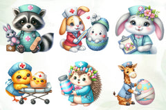 Cute Easter Nurse Animals Clipart Bundle - CraftNest - Digital Crafting and Art