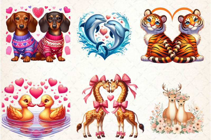 Cute Animal Couple Clipart Bundle - CraftNest - Digital Crafting and Art
