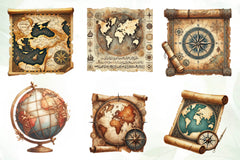 Old Maps Designs Clipart Bundle - CraftNest - Digital Crafting and Art