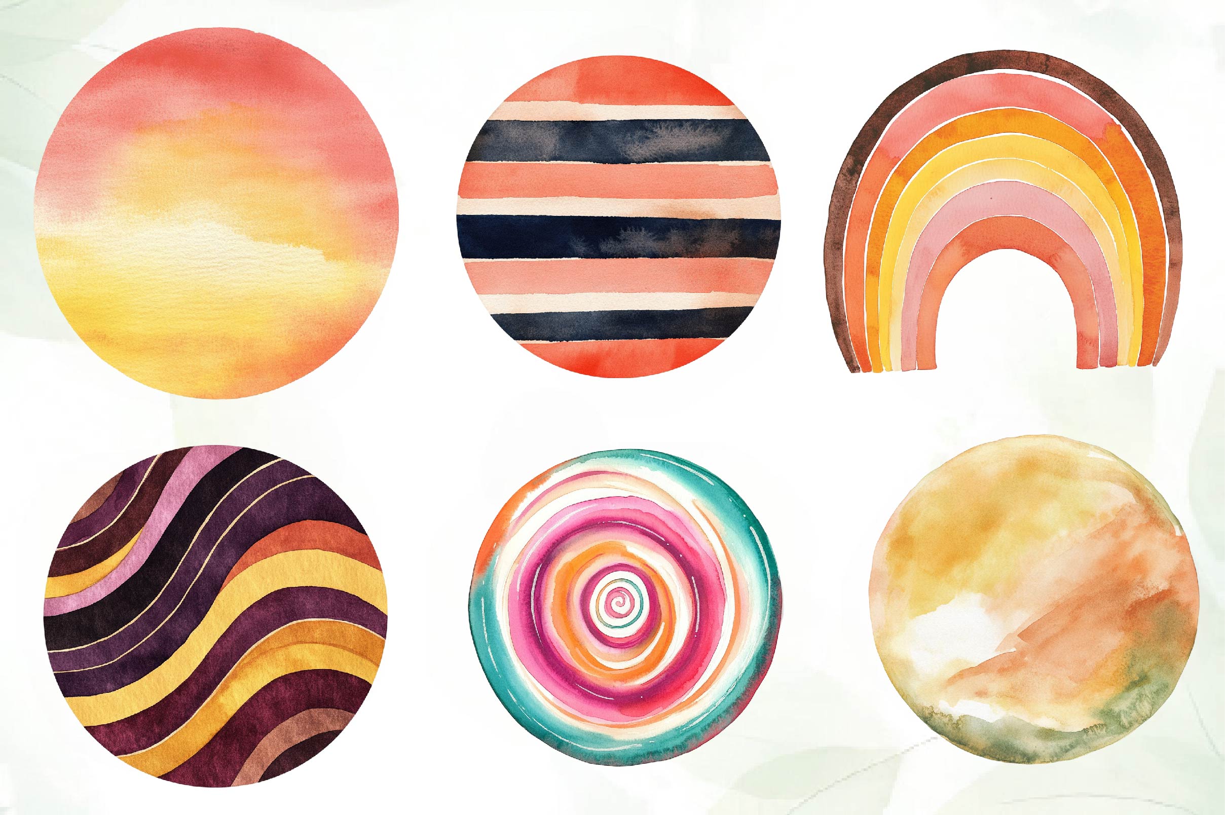 Multicolored Retro Circle Clipart Bundle - CraftNest - Digital Crafting and Art