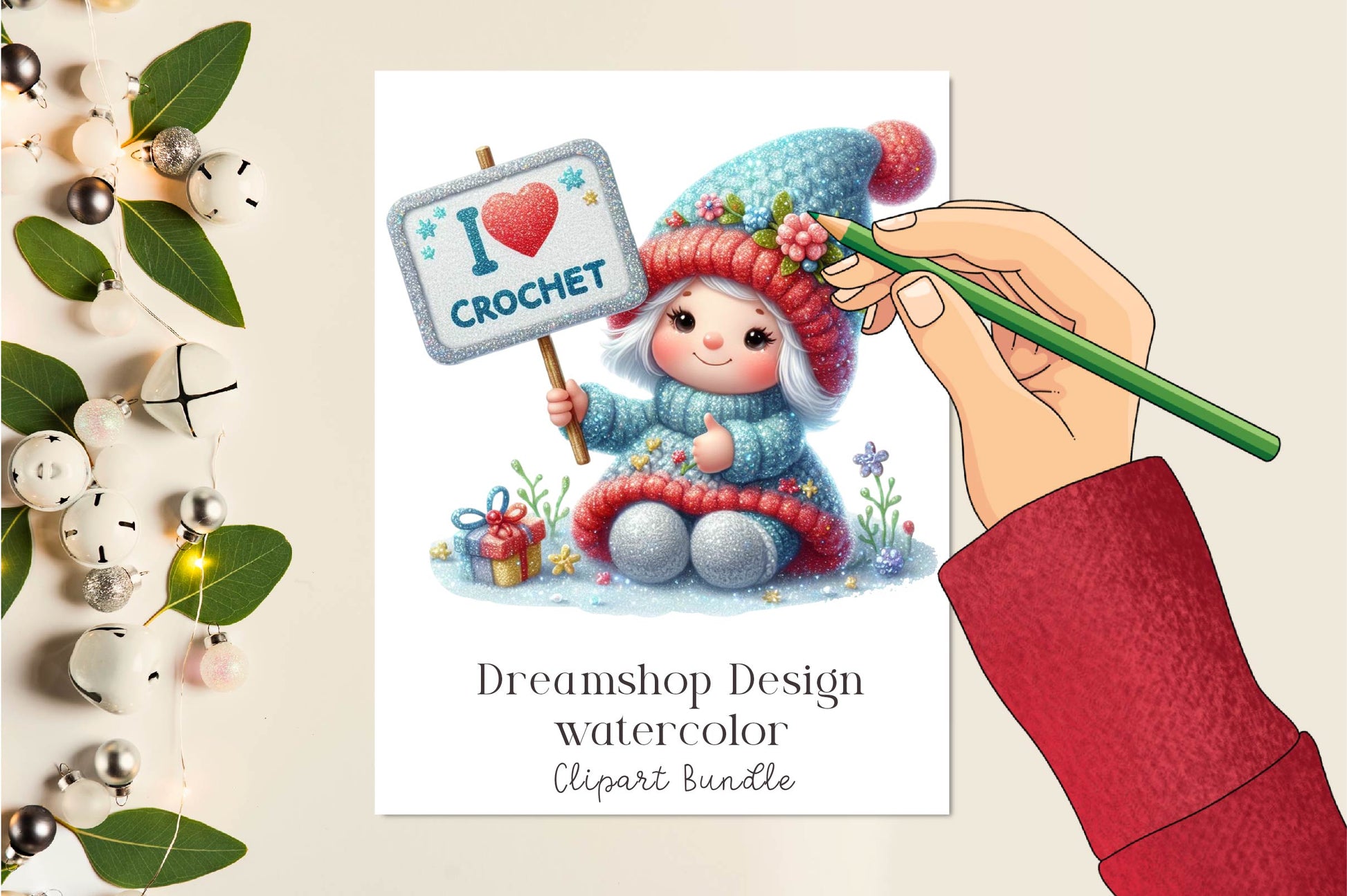 I Love Crochet Gnome Clipart Bundle - CraftNest - Digital Crafting and Art