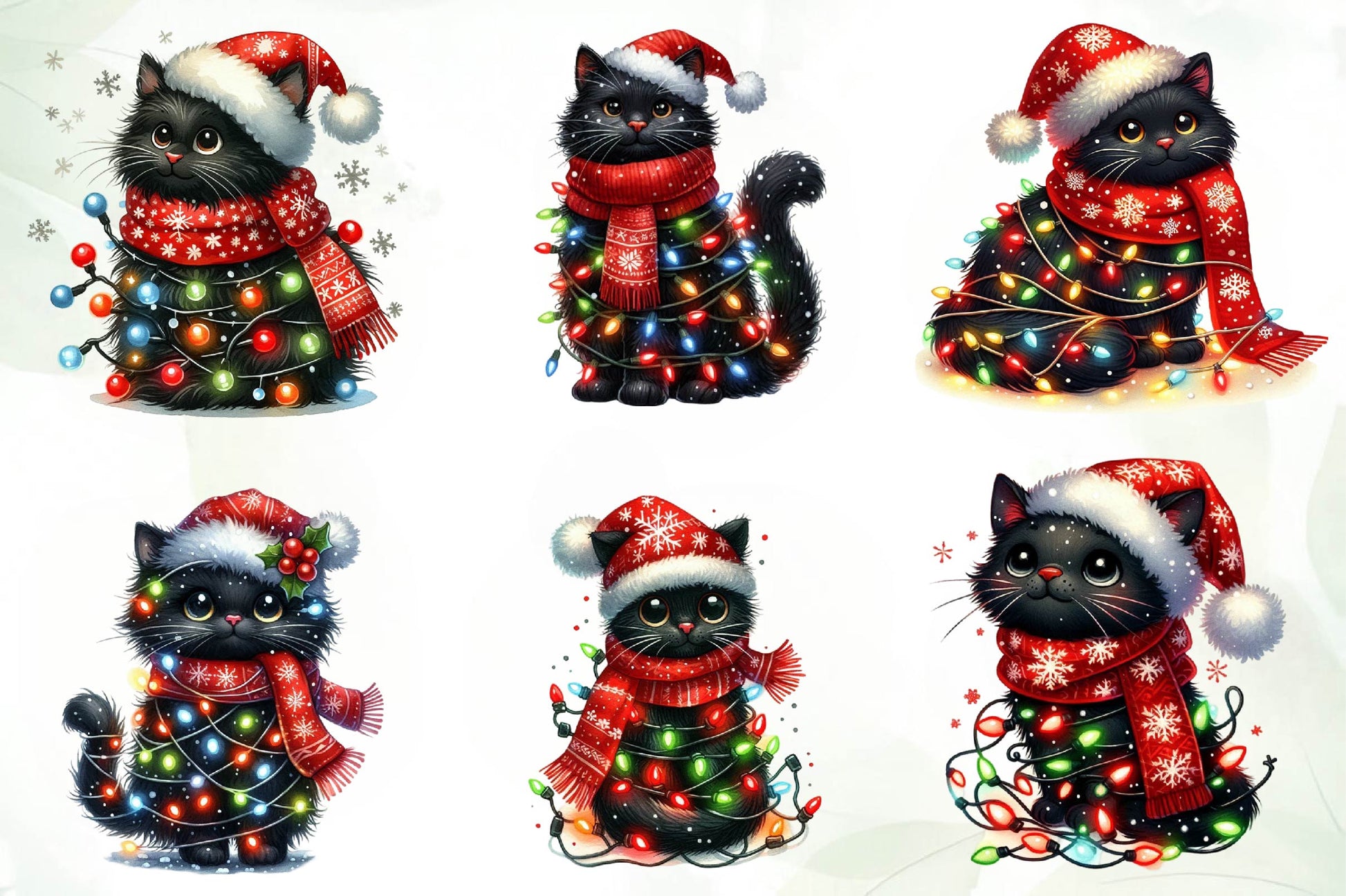 Funny Christmas Black Cat Clipart Bundle 1 - CraftNest - Digital Crafting and Art