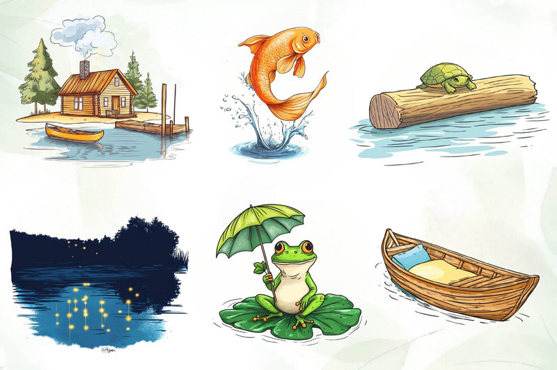 Cute Summer Lake Clipart Bundle - CraftNest - Digital Crafting and Art