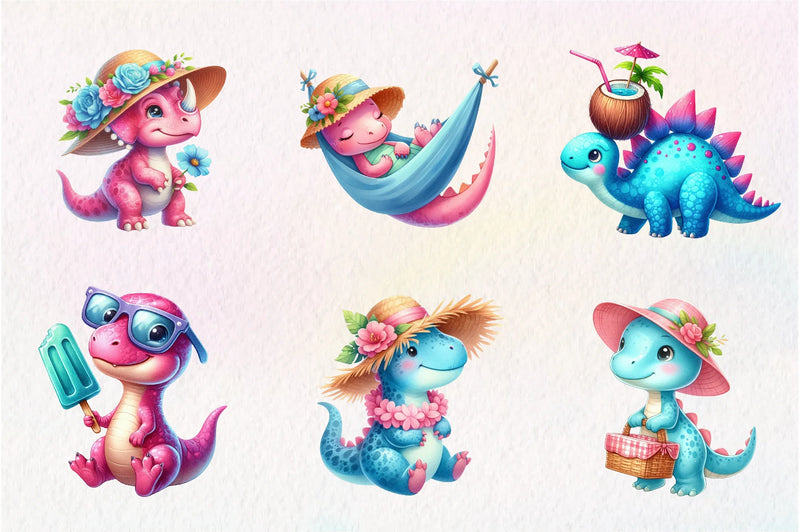 Summer Dinosaur Clipart Bundle - CraftNest - Digital Crafting and Art