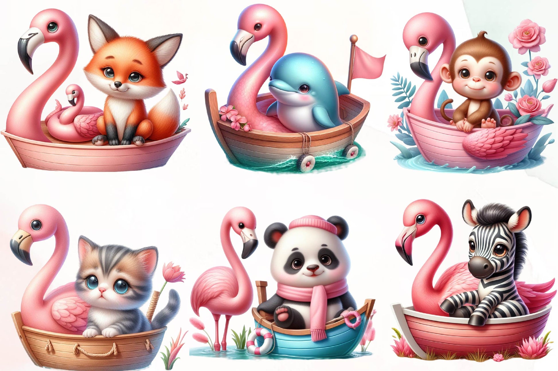 Flamingo Boat Animals Clipart Bundle - CraftNest - Digital Crafting and Art