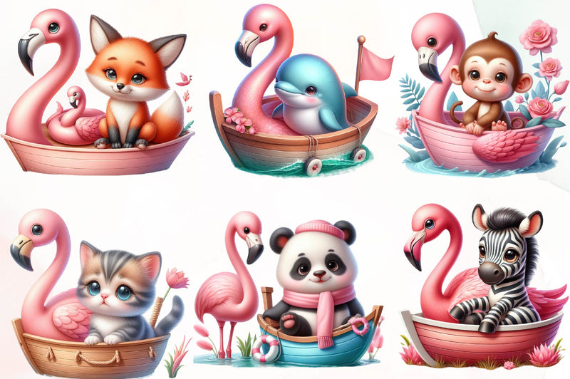 Flamingo Boat Animals Clipart Bundle - CraftNest - Digital Crafting and Art