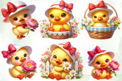 Ducks Spring Flowers Clipart Bundle - CraftNest - Digital Crafting and Art