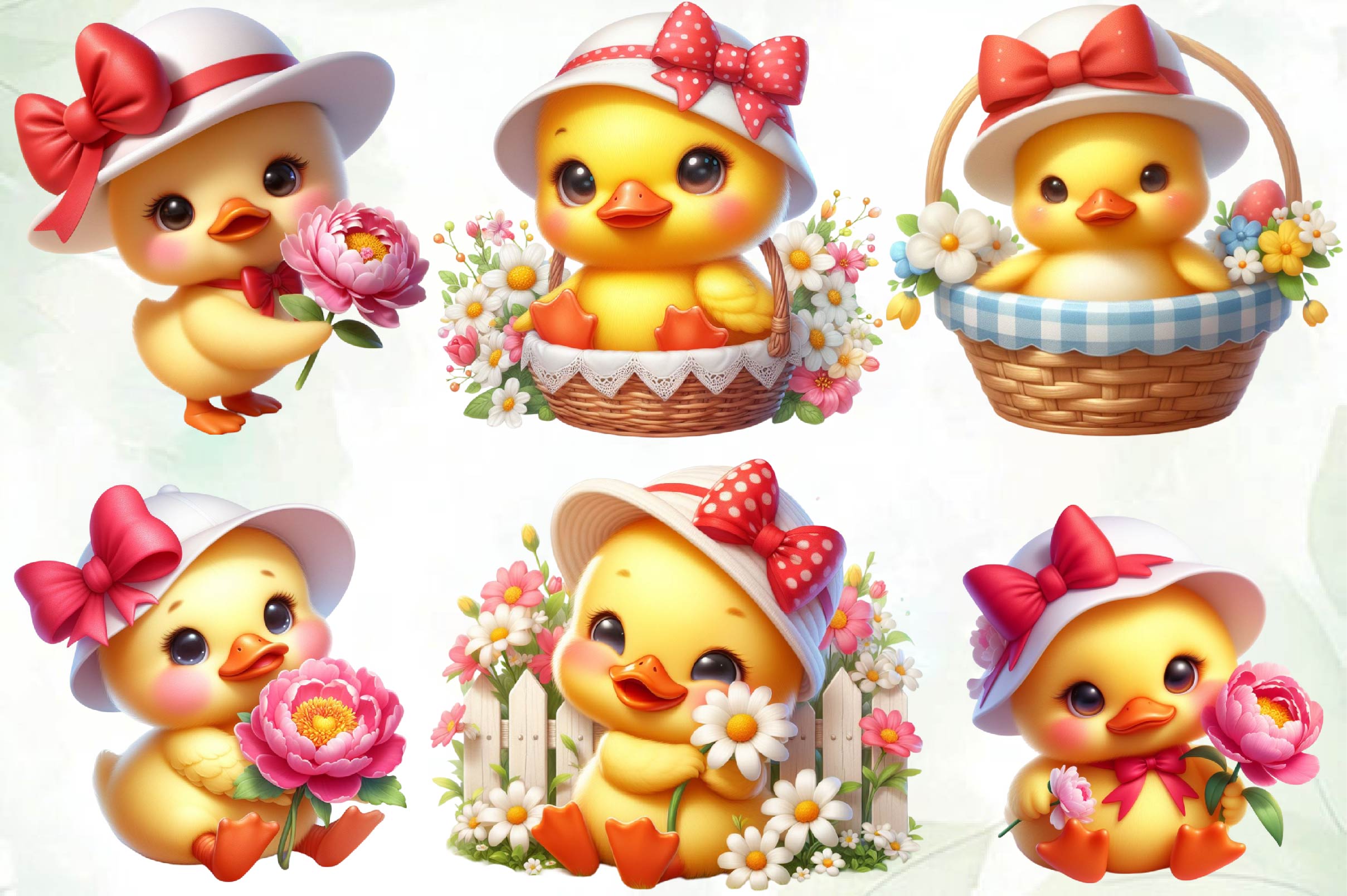 Ducks Spring Flowers Clipart Bundle - CraftNest - Digital Crafting and Art