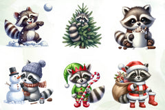 Funny Christmas Raccoon Clipart Bundle - CraftNest - Digital Crafting and Art