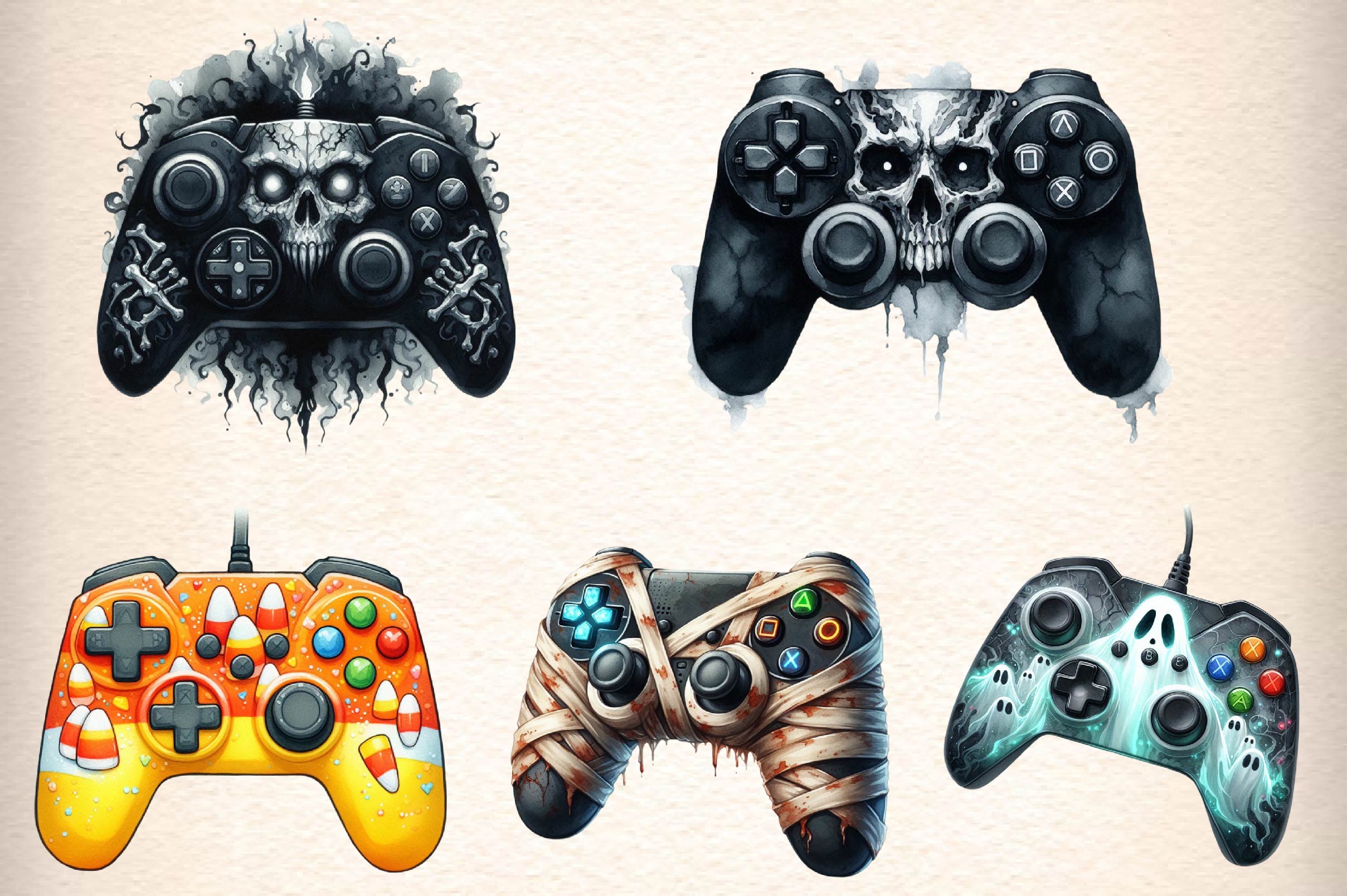 Halloween Gaming Controllers Clipart Bundle - CraftNest - Digital Crafting and Art