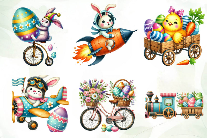 Transportation Easter Clipart Bundle - CraftNest - Digital Crafting and Art