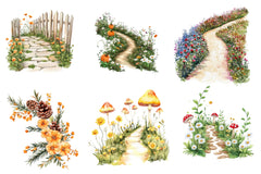 Fall Wildflowers Pathway Clipart Bundle - CraftNest - Digital Crafting and Art