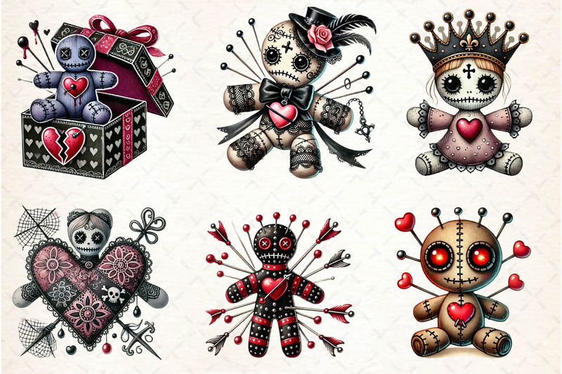 Valentines Day Gothic Voodoo Doll Clipart Bundle - CraftNest - Digital Crafting and Art