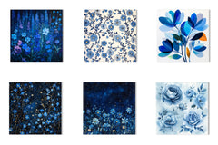 Blue Ink Flowers Digital Paper - CraftNest - Digital Crafting and Art