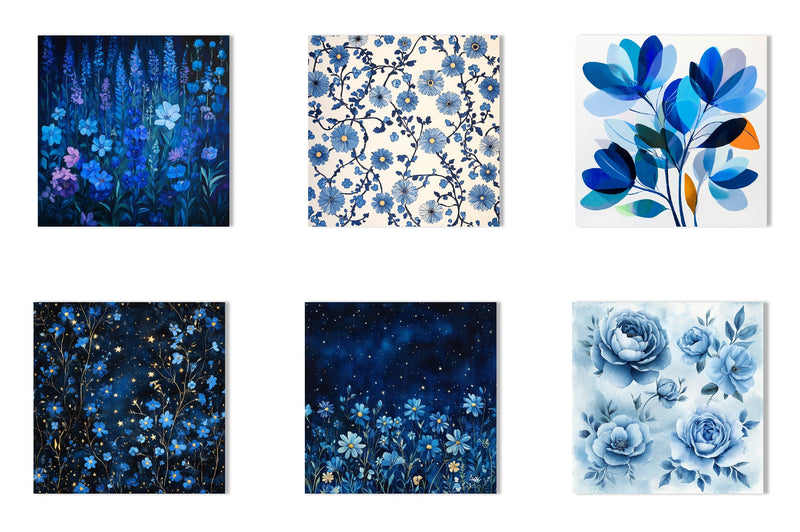 Blue Ink Flowers Digital Paper - CraftNest - Digital Crafting and Art