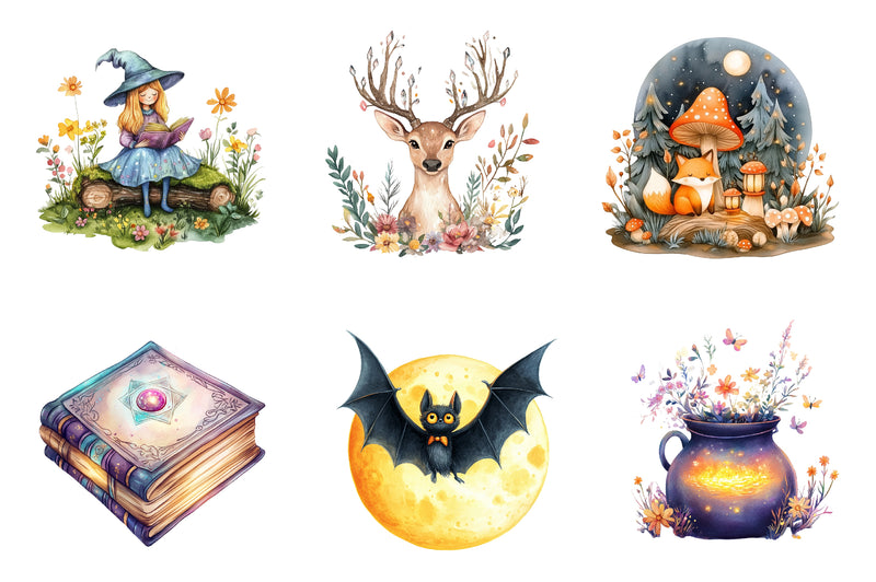 Cozy Magic Fairy Forest Witch Clipart Bundle 1 - CraftNest - Digital Crafting and Art