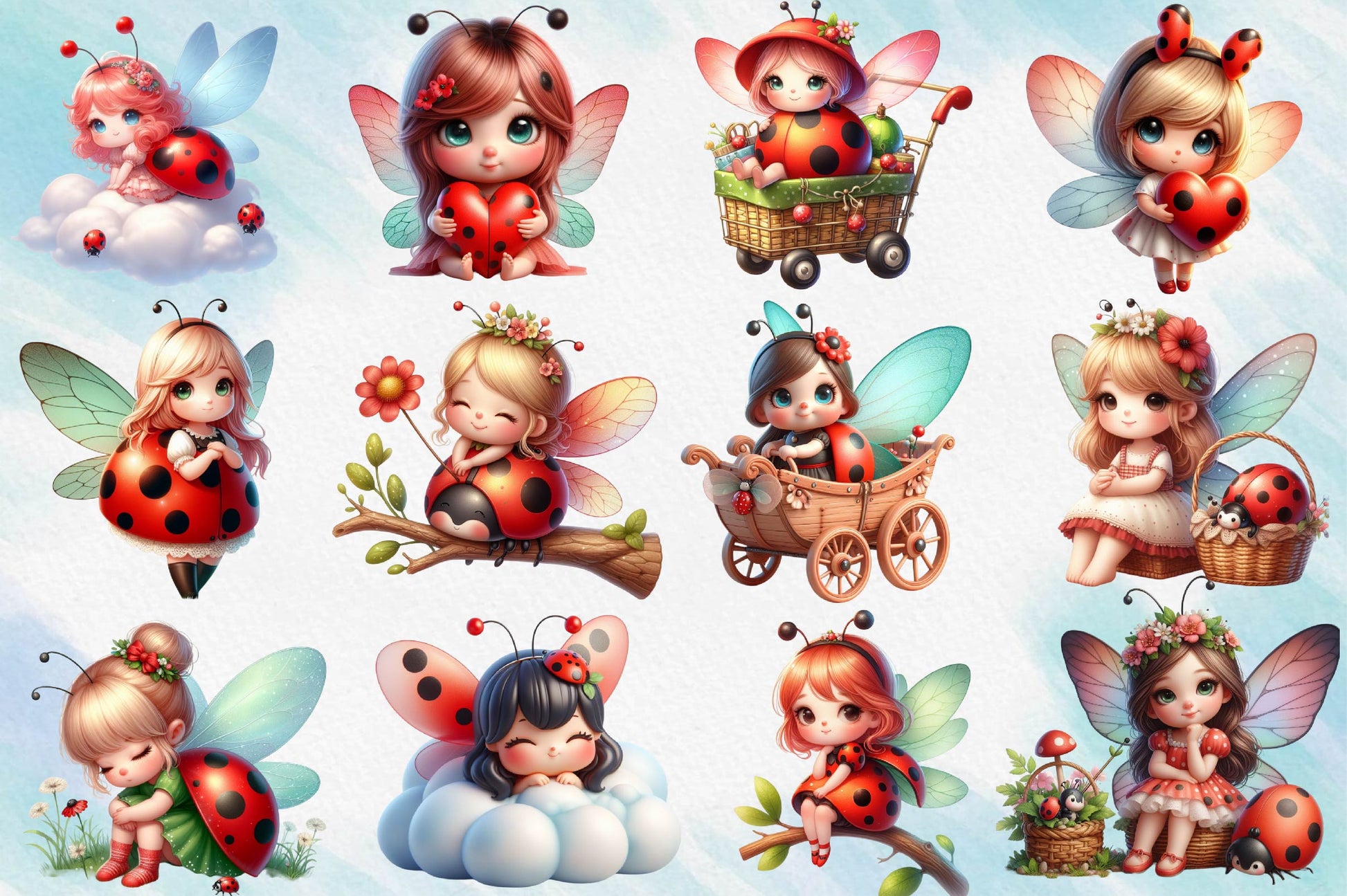 Ladybug Fairy Clipart Bundle 1 - CraftNest - Digital Crafting and Art