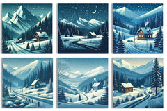 Winter Mountain Background Clipart Bundle - CraftNest - Digital Crafting and Art
