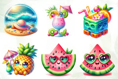 Cute Pastel Colour Tropical Summer Clipart Bundle - CraftNest - Digital Crafting and Art