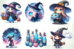 Cute Blue & Pink Witch Clipart Bundle - CraftNest - Digital Crafting and Art