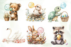 Easter Animals Blowing A Bubblegum Clipart Bundle - CraftNest - Digital Crafting and Art