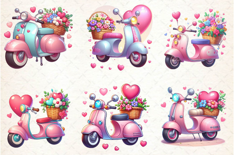 Valentines Scooter Clipart Bundle - CraftNest - Digital Crafting and Art