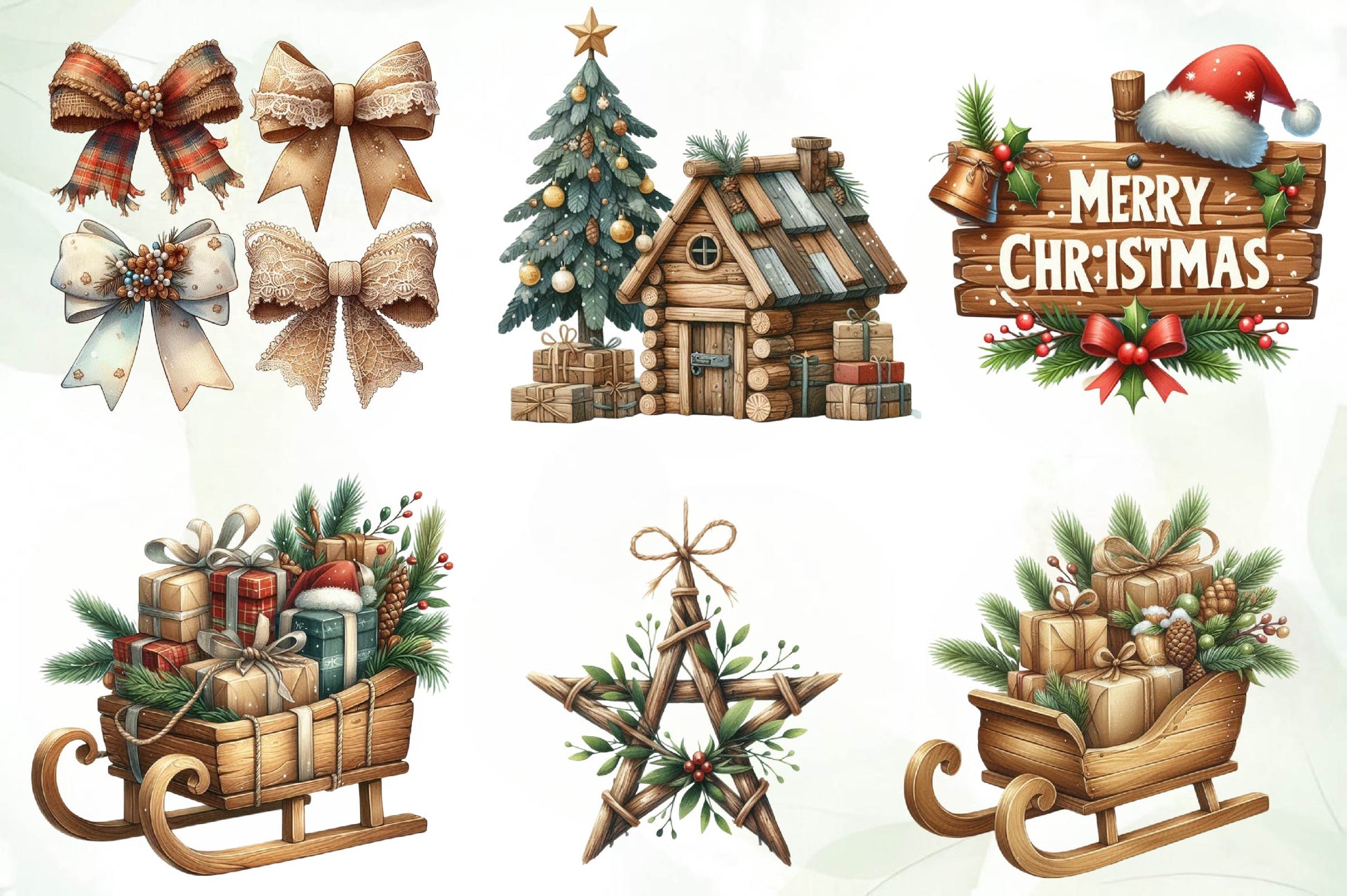 Warm Rustic Christmas Clipart Bundle - CraftNest - Digital Crafting and Art