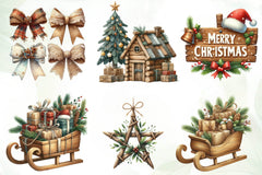 Warm Rustic Christmas Clipart Bundle - CraftNest - Digital Crafting and Art