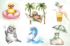Cartoon Beach Pals Animal Clipart Bundle - CraftNest - Digital Crafting and Art