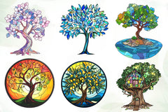 Round Stained Glass Tree Clipart Bundle - CraftNest - Digital Crafting and Art