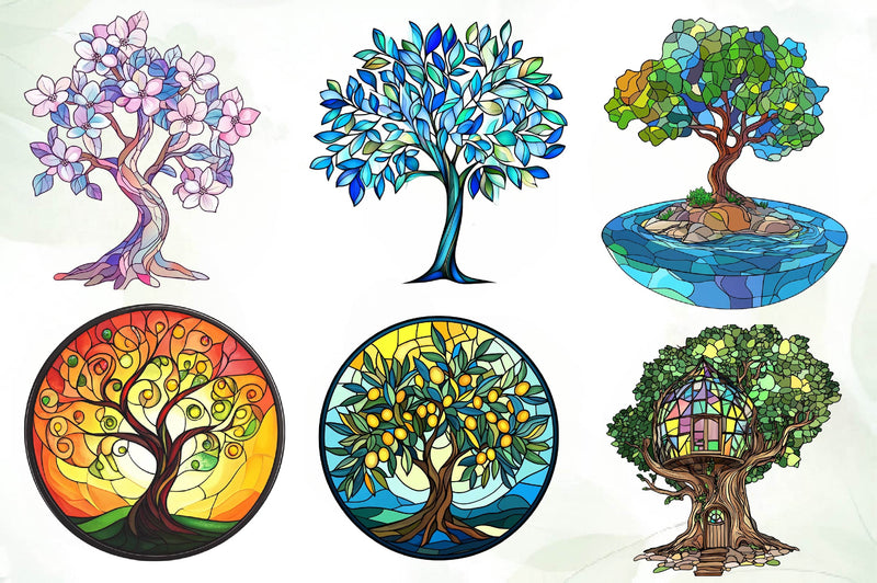 Round Stained Glass Tree Clipart Bundle - CraftNest - Digital Crafting and Art