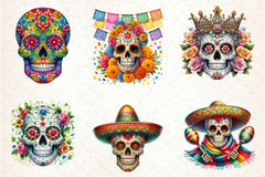 Mexican Sugar Skull Clipart Bundle - CraftNest - Digital Crafting and Art