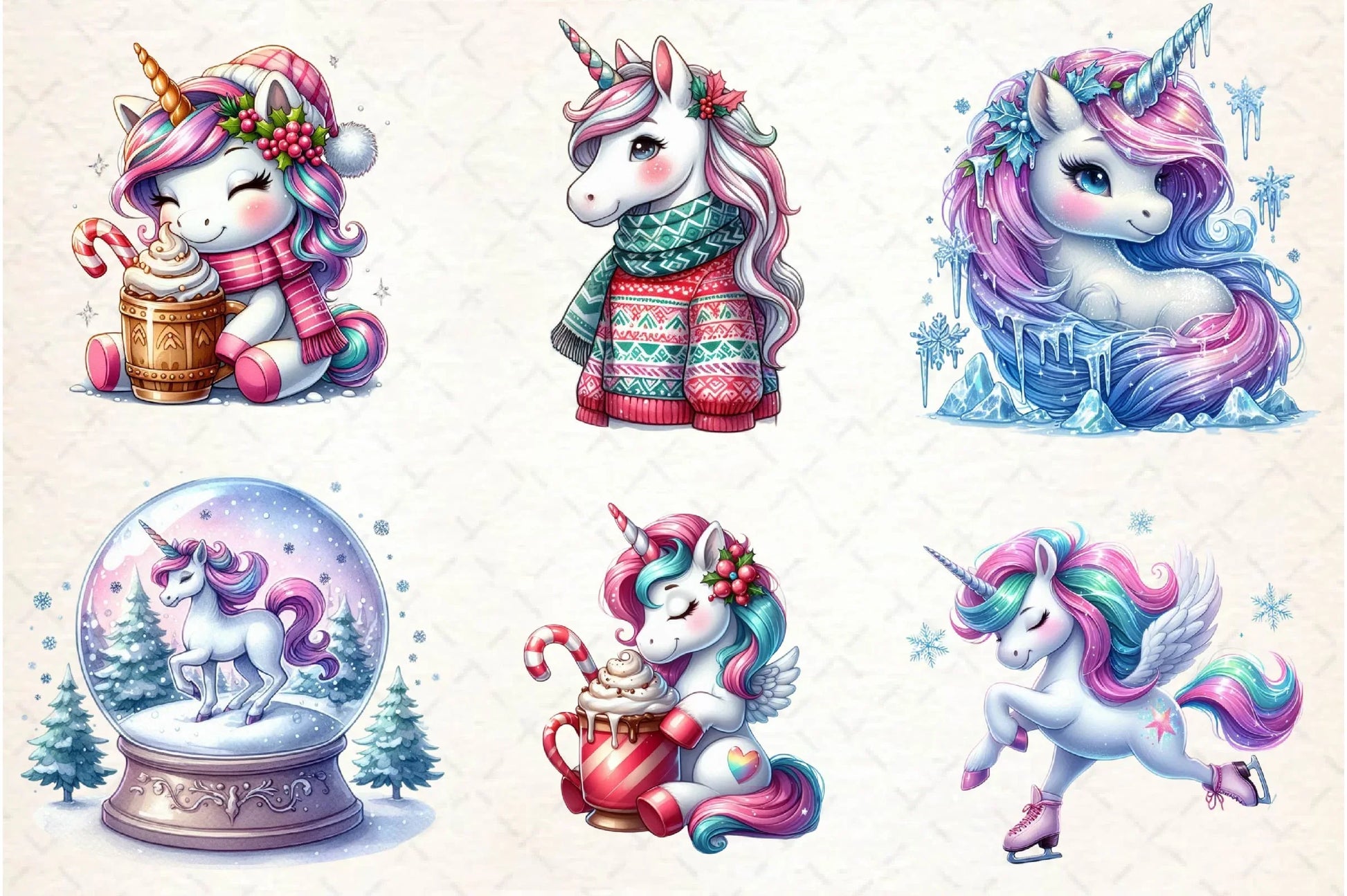 Winter Unicorn Clipart Bundle - CraftNest - Digital Crafting and Art