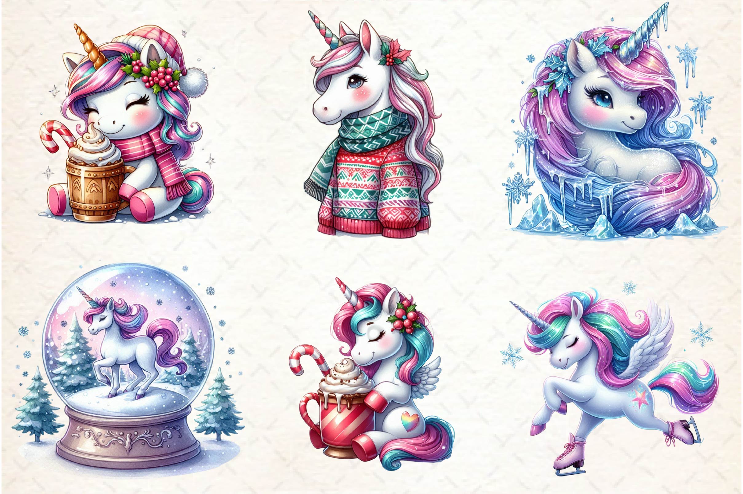 Winter Unicorn Clipart Bundle - CraftNest - Digital Crafting and Art