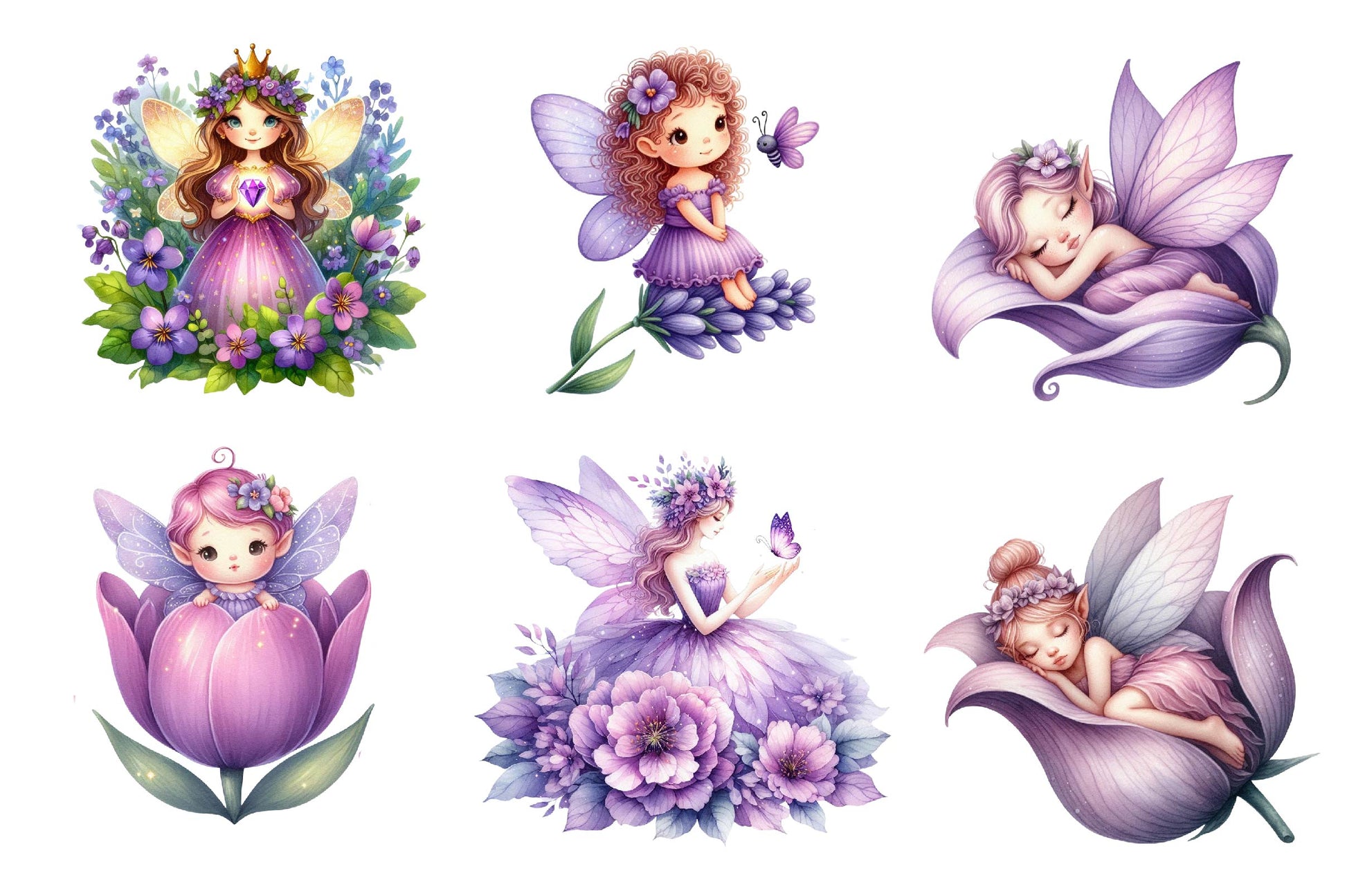 Garden Purple Fairies Clipart Bundle - CraftNest - Digital Crafting and Art