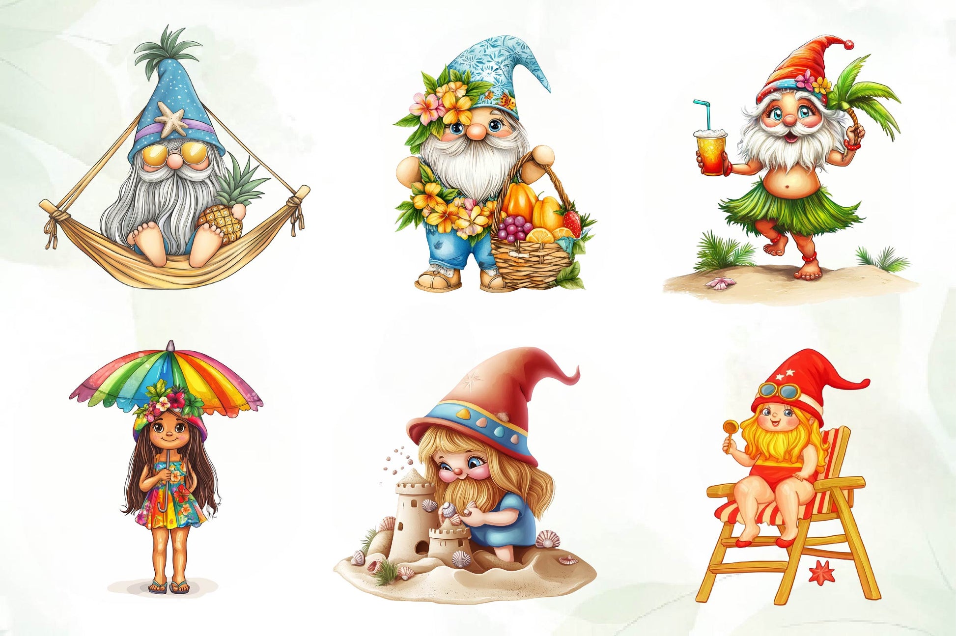 Beach Girl Gnomes Clipart Bundle - CraftNest - Digital Crafting and Art