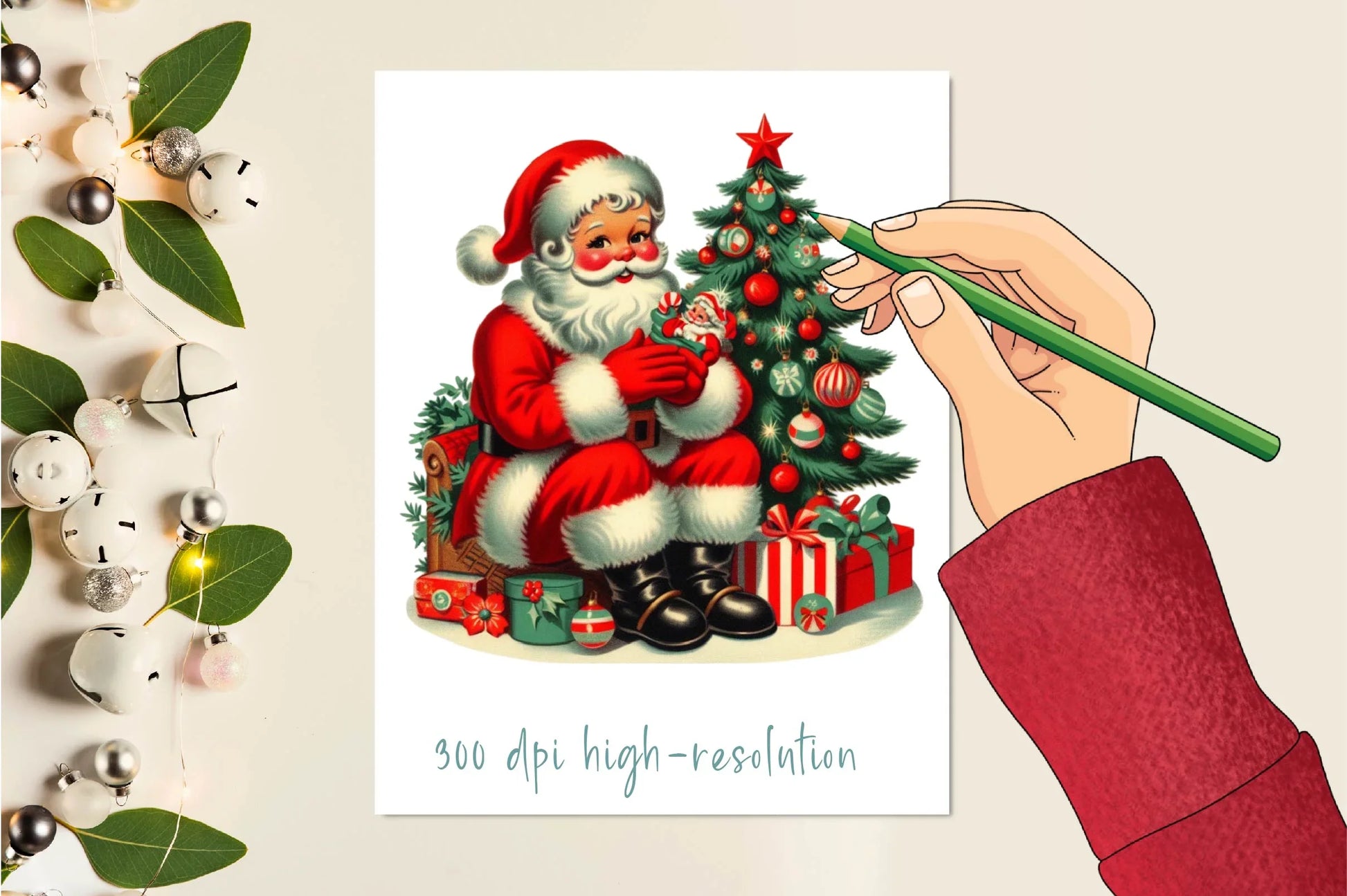 Vintage Christmas Santa Claus Clipart Bundle - CraftNest - Digital Crafting and Art