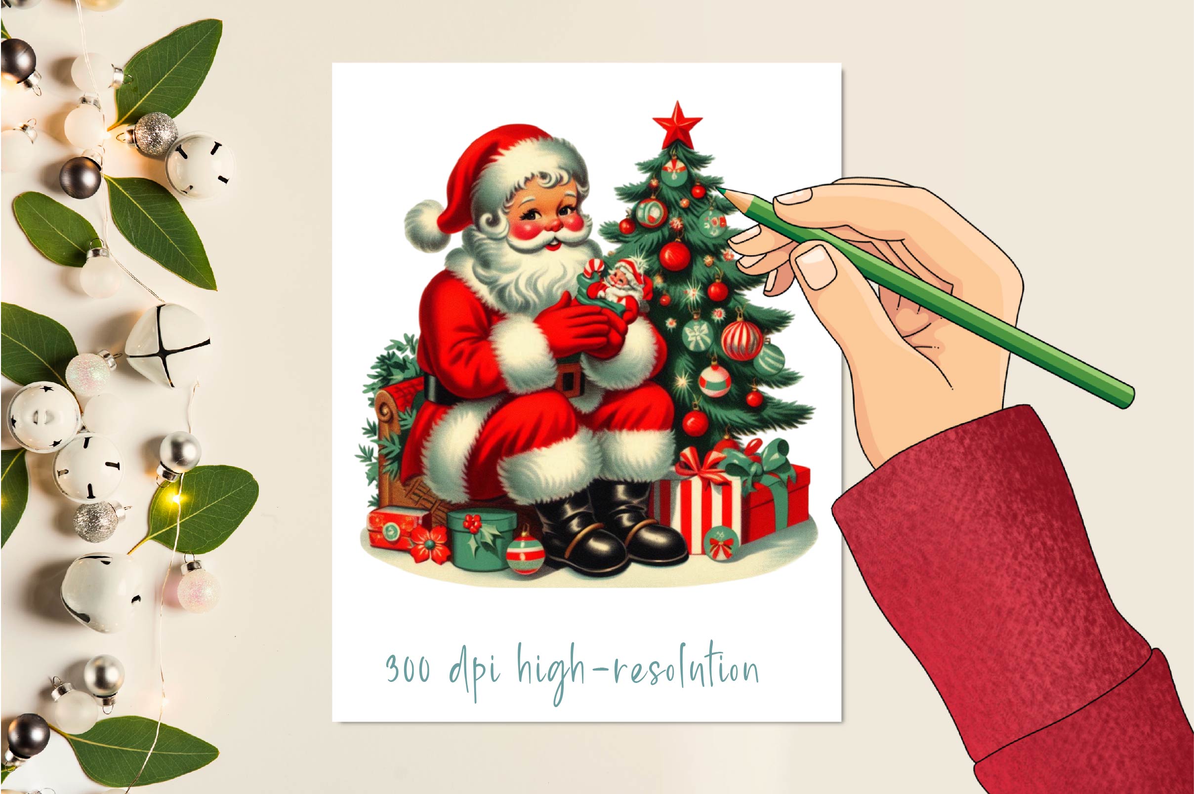 Vintage Christmas Santa Claus Clipart Bundle - CraftNest - Digital Crafting and Art