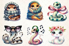 Cute Baby Snake Nursery Art Clipart Bundle - CraftNest - Digital Crafting and Art