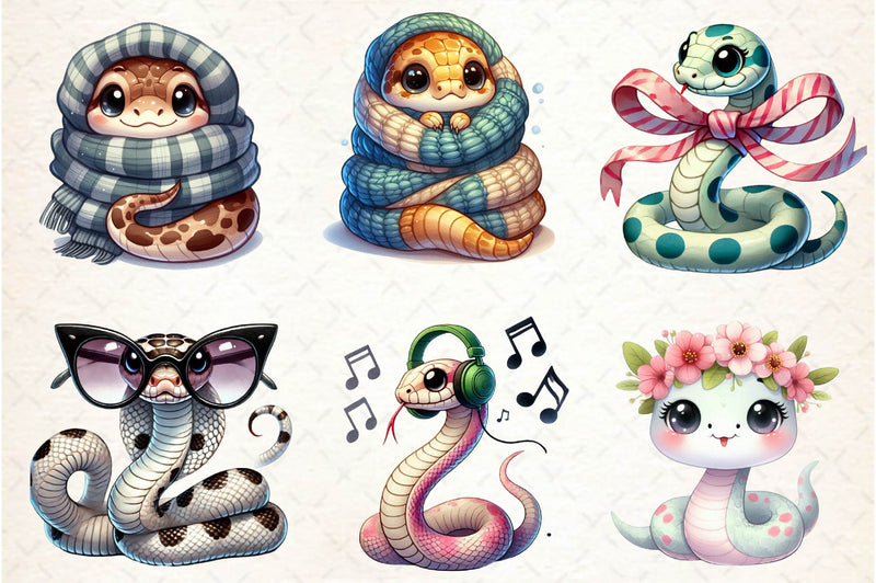 Cute Baby Snake Nursery Art Clipart Bundle - CraftNest - Digital Crafting and Art