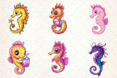 Summer Cute Sea Horse Clipart Bundle - CraftNest - Digital Crafting and Art