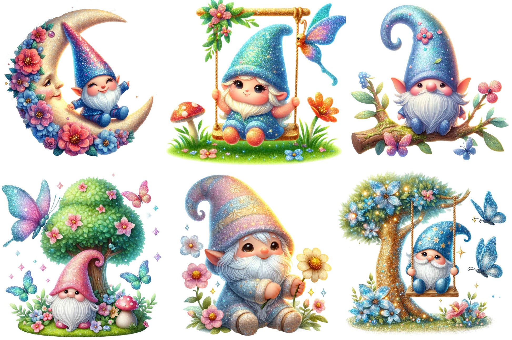 Cute Butterfly Gnome Clipart Bundle - CraftNest - Digital Crafting and Art