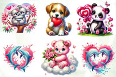 Pink Valentines Animals Clipart Bundle - CraftNest - Digital Crafting and Art