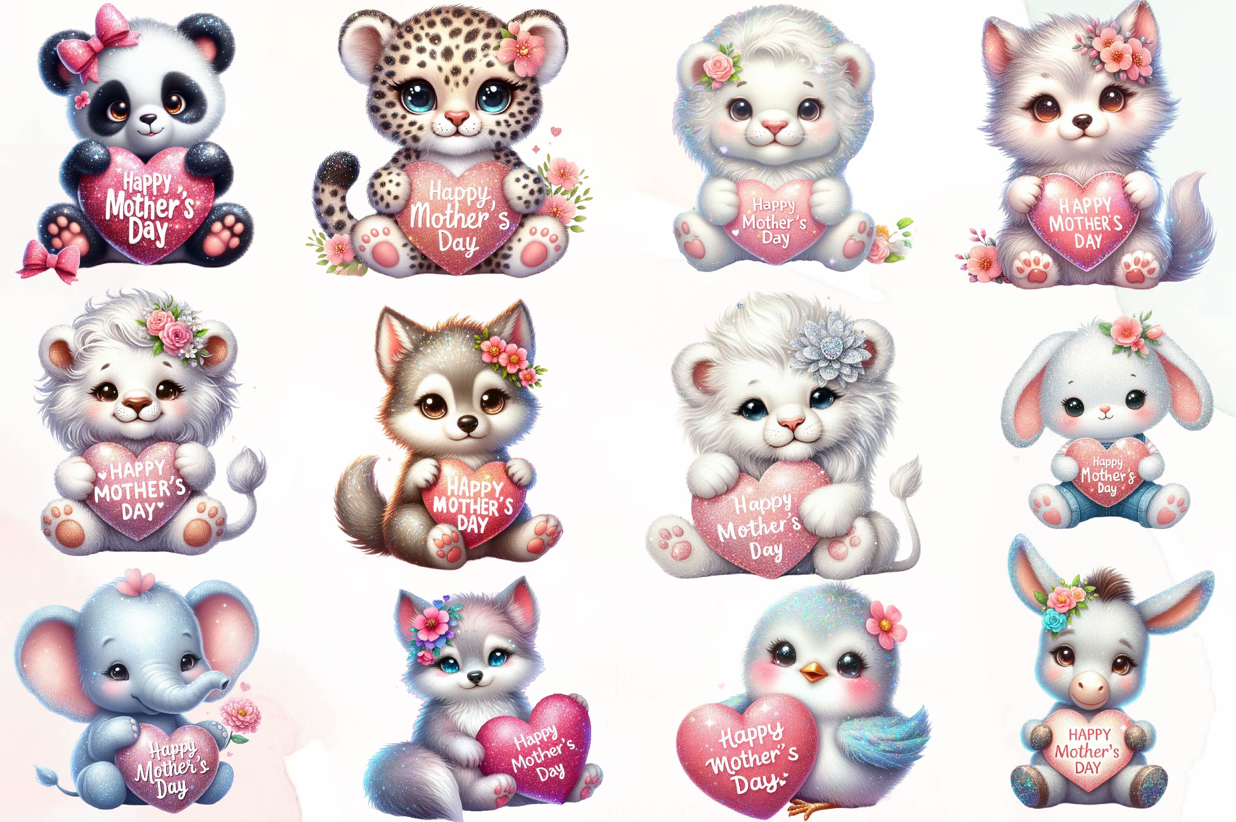 Cute Happy Mothers Day Animals Clipart Bundle - CraftNest - Digital Crafting and Art