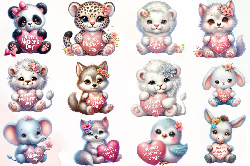 Cute Happy Mothers Day Animals Clipart Bundle - CraftNest - Digital Crafting and Art