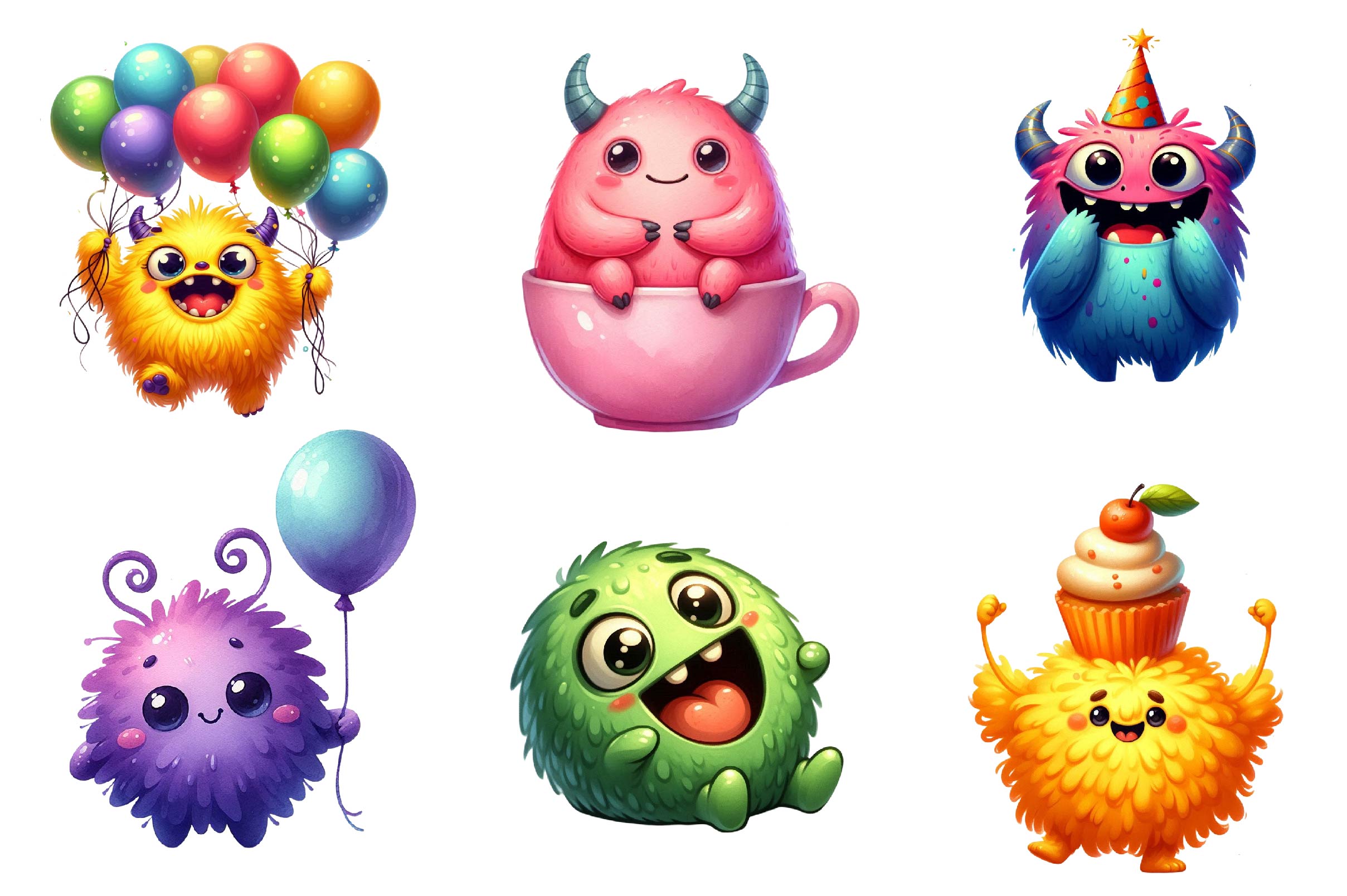 Cute Funny Monsters Clipart Bundle 2 - CraftNest - Digital Crafting and Art