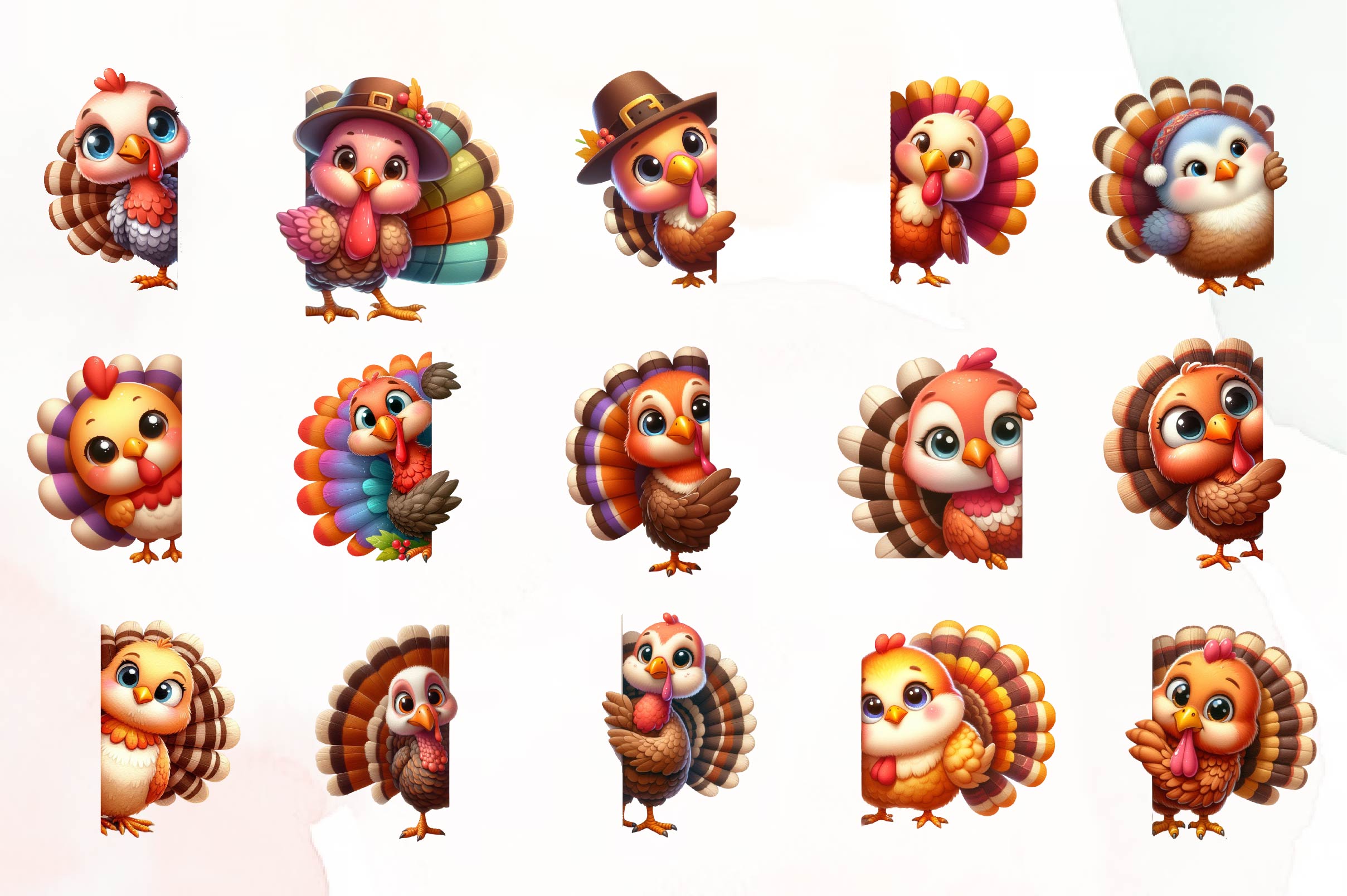Turkey Peeking Around Corner Clipart Bundle - CraftNest - Digital Crafting and Art